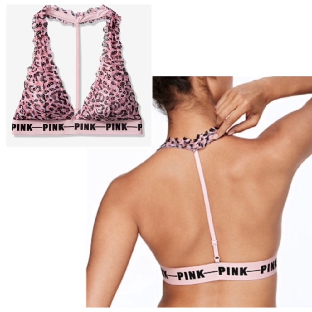NWT Pink Victoria’s Secret Lace Halter Bralette